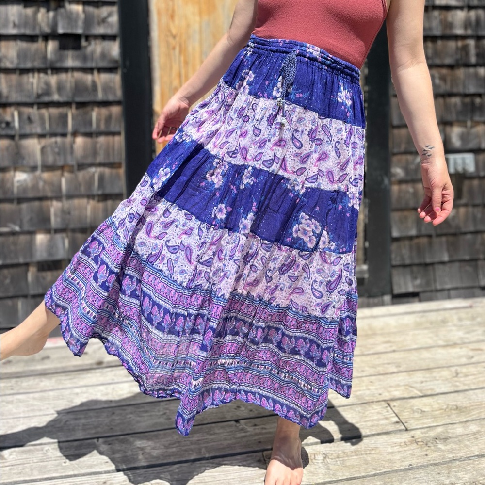 SOLD Vintage Indian gauze paisley skirt boho